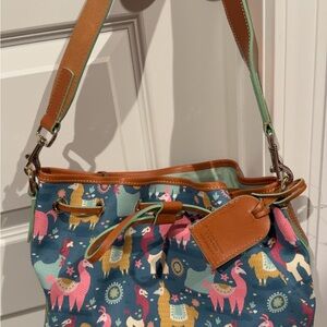 Colorful Llama Print Shoulder Bag